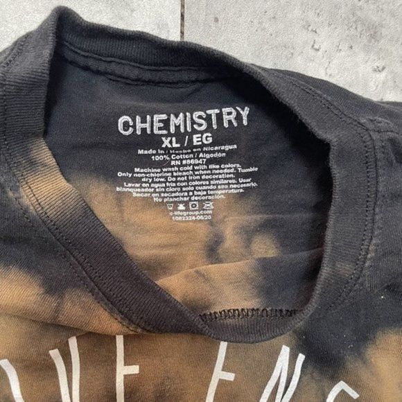 Chemistry Brand Black Bleach Tie Dye Positive Energy T-Shirt Men's Size XL EUC - Picture 3 of 6